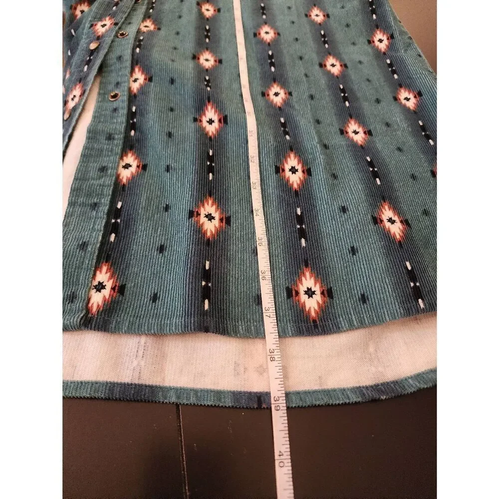 Wrangler NWT retro blue teal checotah corduroy dress size Large - Picture 8 of 9